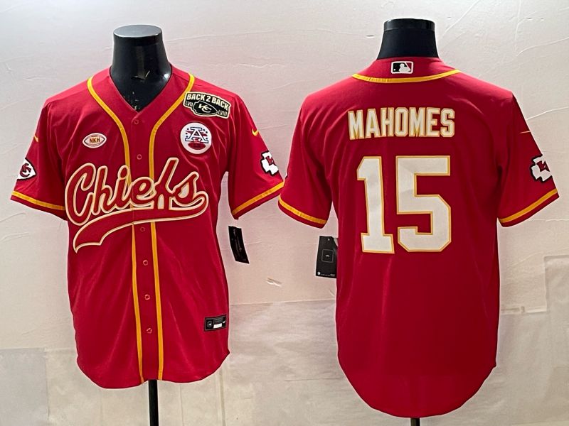 Men 2025 Nike Kansas City Chiefs #15 Mahomes Red 3th generation Joint Name Limited NFL Jersey 002
